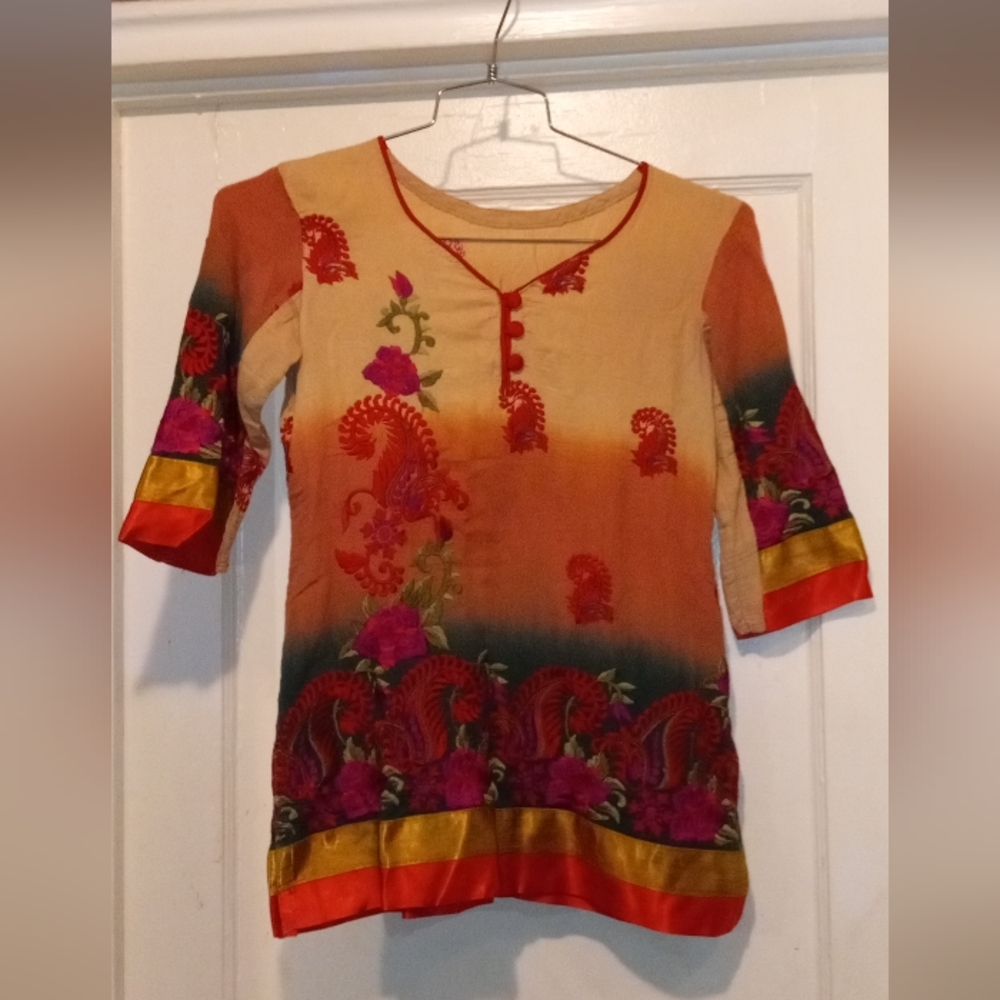 (8B) TUNIC, AUTHENTIC  BOHEMIAN, HANDMADE- HIPPY "MULBERRY-SILK", PIMA COTTON